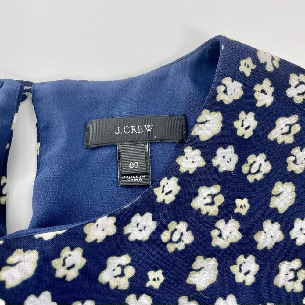 J Crew Blurred Floral Tiered Short Sleeve Navy Blue Dress Ditzy‎ Floral A1380 - Picture 9 of 14